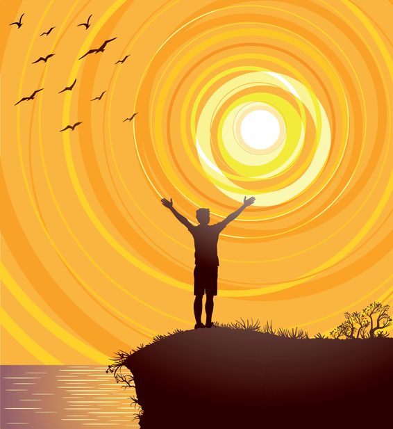 illustration of a man looking at the sun