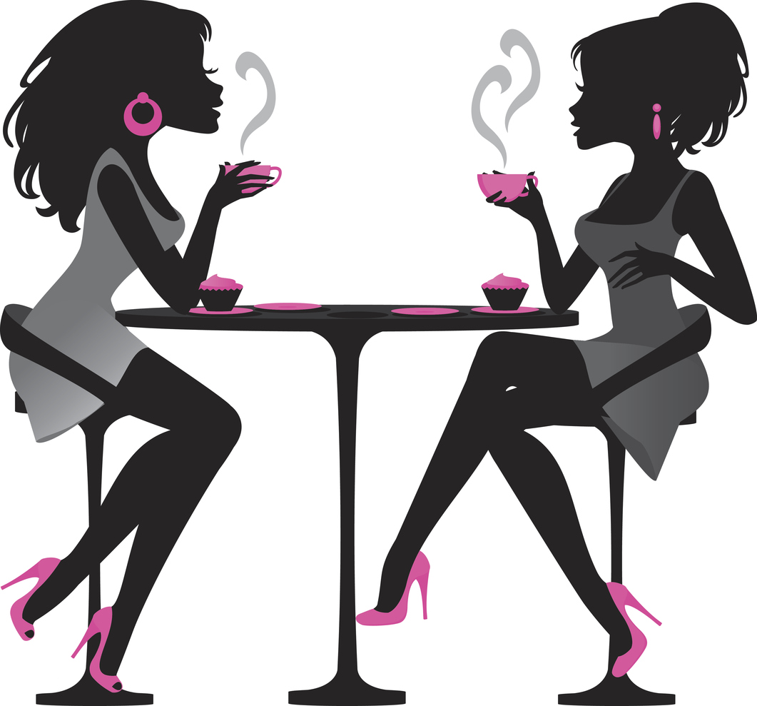 illustration of two woman drinking coffee
