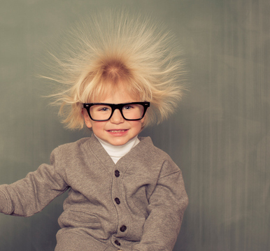 boy with static electricity hair